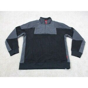 Topo Designs Sweater Adult Medium Gray Black Wool Blend Outdoor Quarter Zip Mens